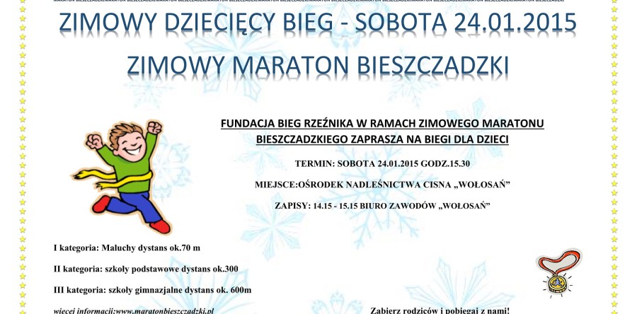 Zimowy Dziecięcy Bieg – sobota 24.01.2015